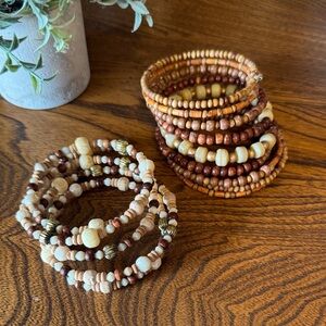 Maurice’s Natural Beaded memory wire Bracelet Set of 2